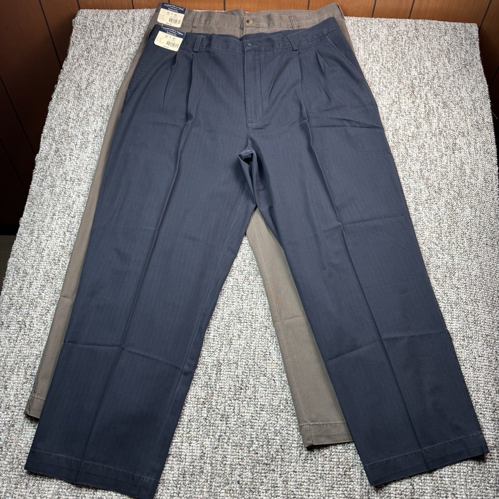 Roundtree & Yorke Pants Lot Of 2 Mens 40x30 Relaxed Fit Double Pleated NWT
